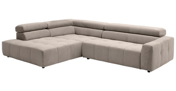 ECKSOFA Sandfarben Feincord  - Sandfarben/Schwarz, KONVENTIONELL, Kunststoff/Textil (219/311cm) - Hom`in