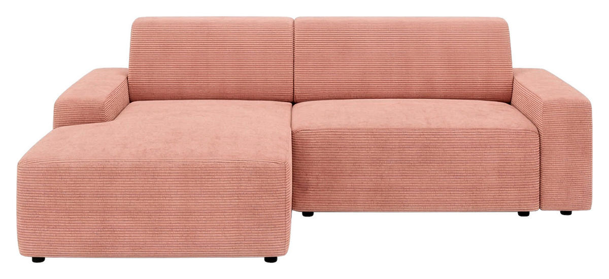ECKSOFA Cord Pink  - Pink/Schwarz, Modern, Kunststoff/Textil (162/246cm) - Trendmanufaktur