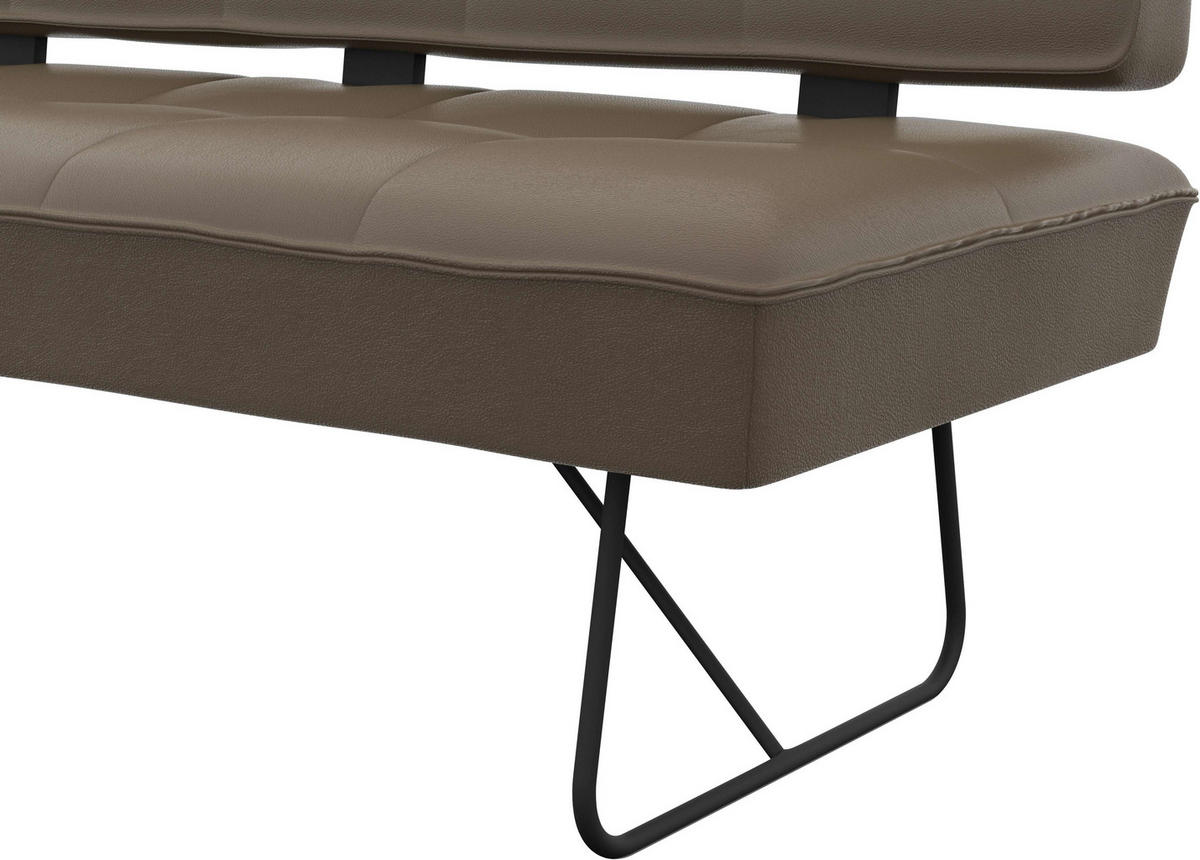 SITZBANK 165/88/66 cm Echtleder Grau  - Schwarz/Grau, Design, Leder/Metall (165/88/66cm) - Moderano