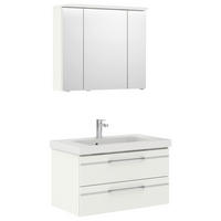KOPALNICA  bela, bela, visoki sijaj  - barve kroma/bela, Konvencionalno, kamen/kovina (92cm) - Sadena