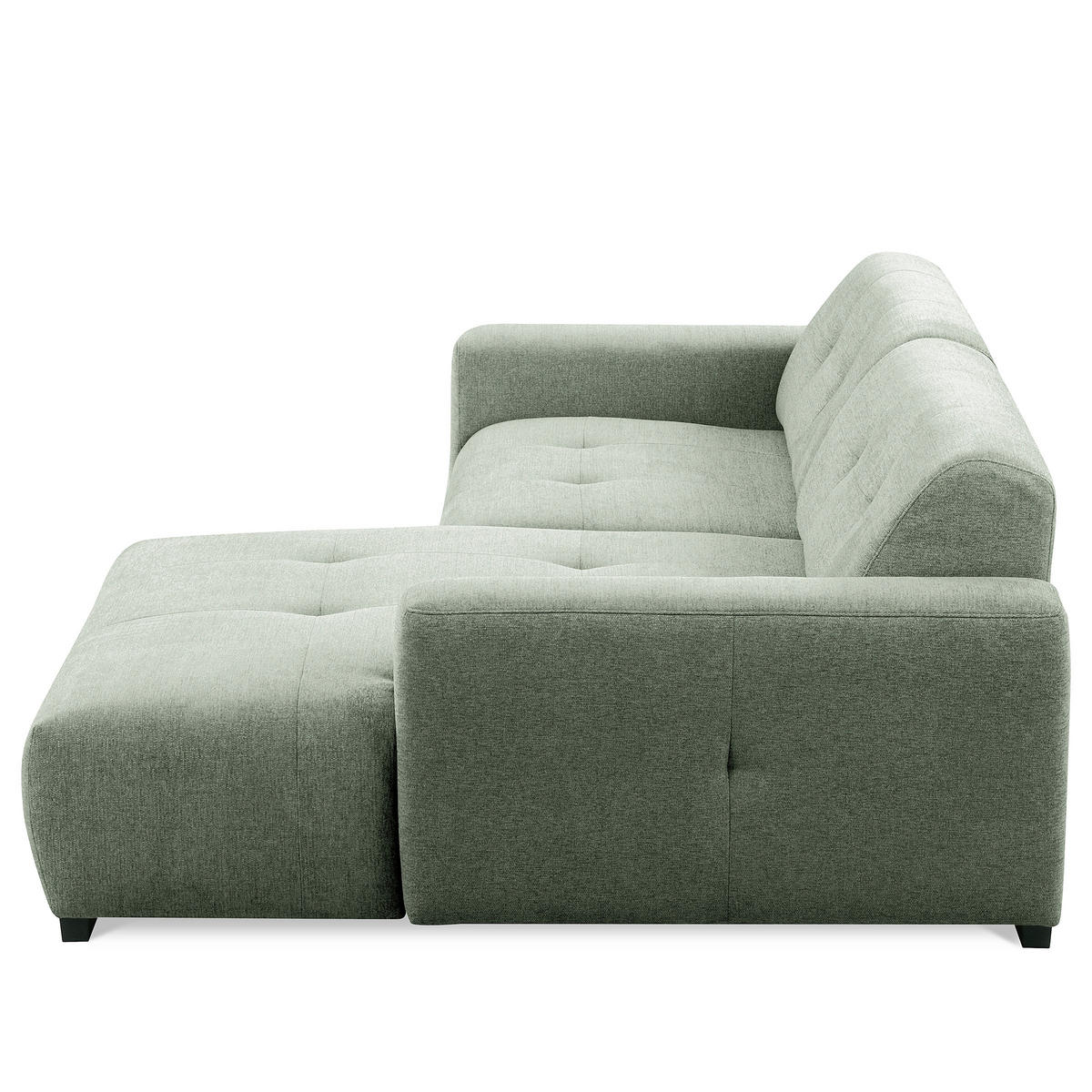 ECKSOFA AUSTIN Salbeigrün Flachgewebe Sitztiefenverstellung  - Salbeigrün/Schwarz, Design, Kunststoff/Textil (286/169cm) - Livetastic