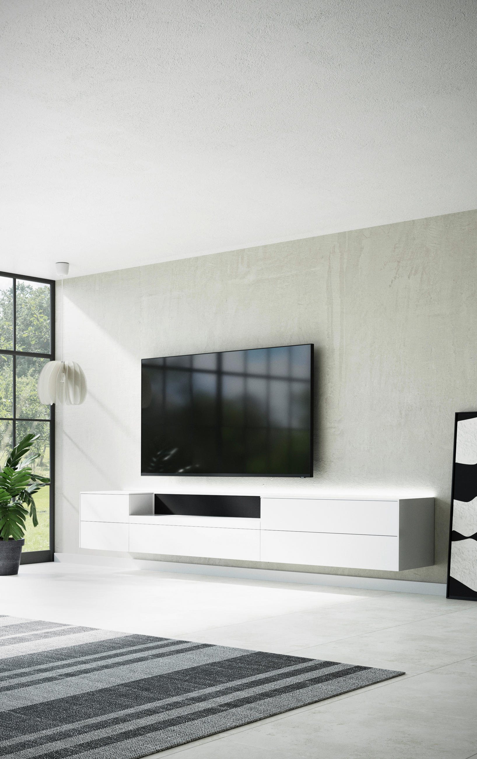 TV-ELEMENT - Schwarz/Weiß, MODERN, Holzwerkstoff (322/50/50cm) - Carryhome