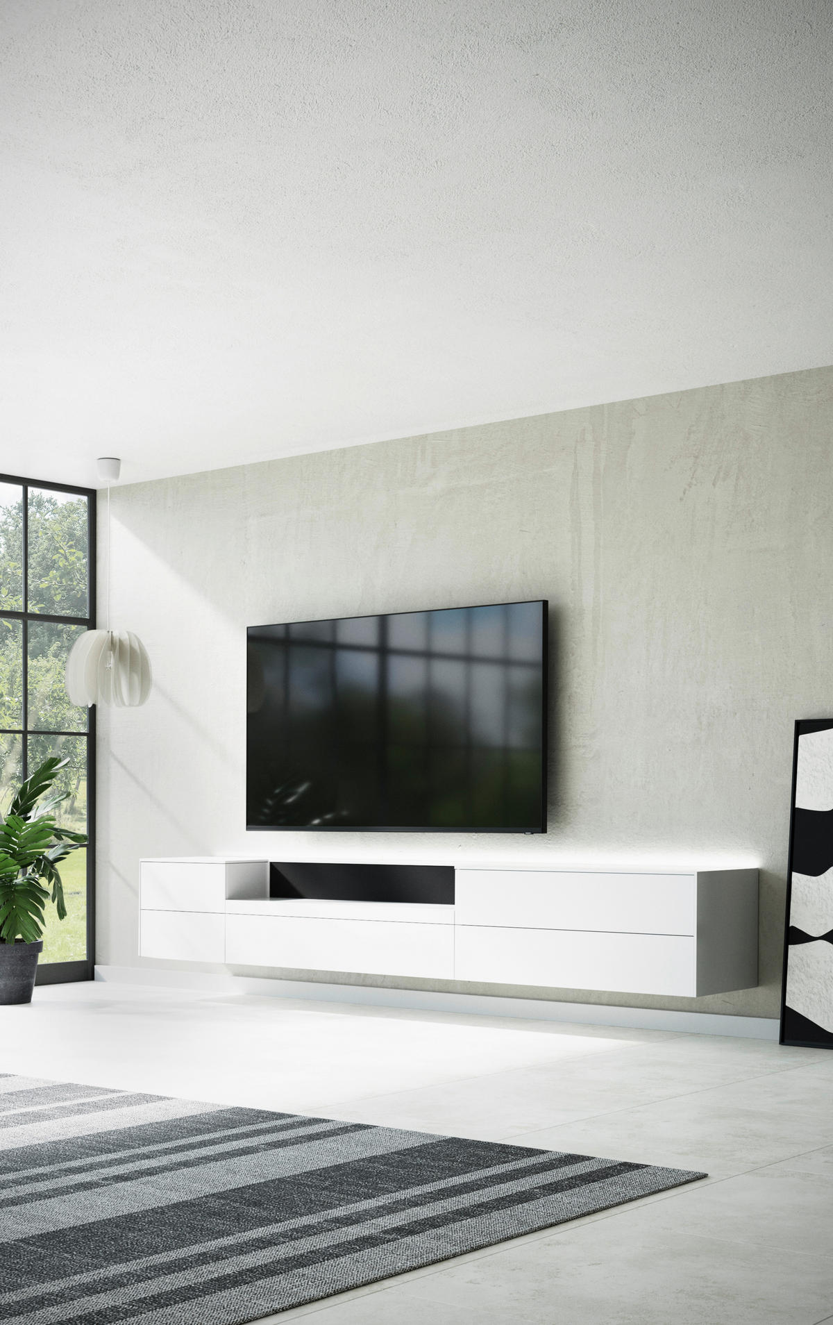 TV-ELEMENT - Schwarz/Weiß, MODERN, Holzwerkstoff (322/50/50cm) - Carryhome