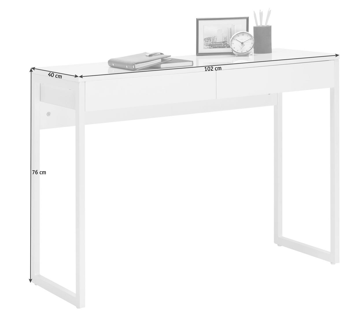SCHREIBTISCH 102/40/76 cm  in Weiß  - Weiß, Design, Holzwerkstoff/Metall (102/40/76cm) - Hom`in