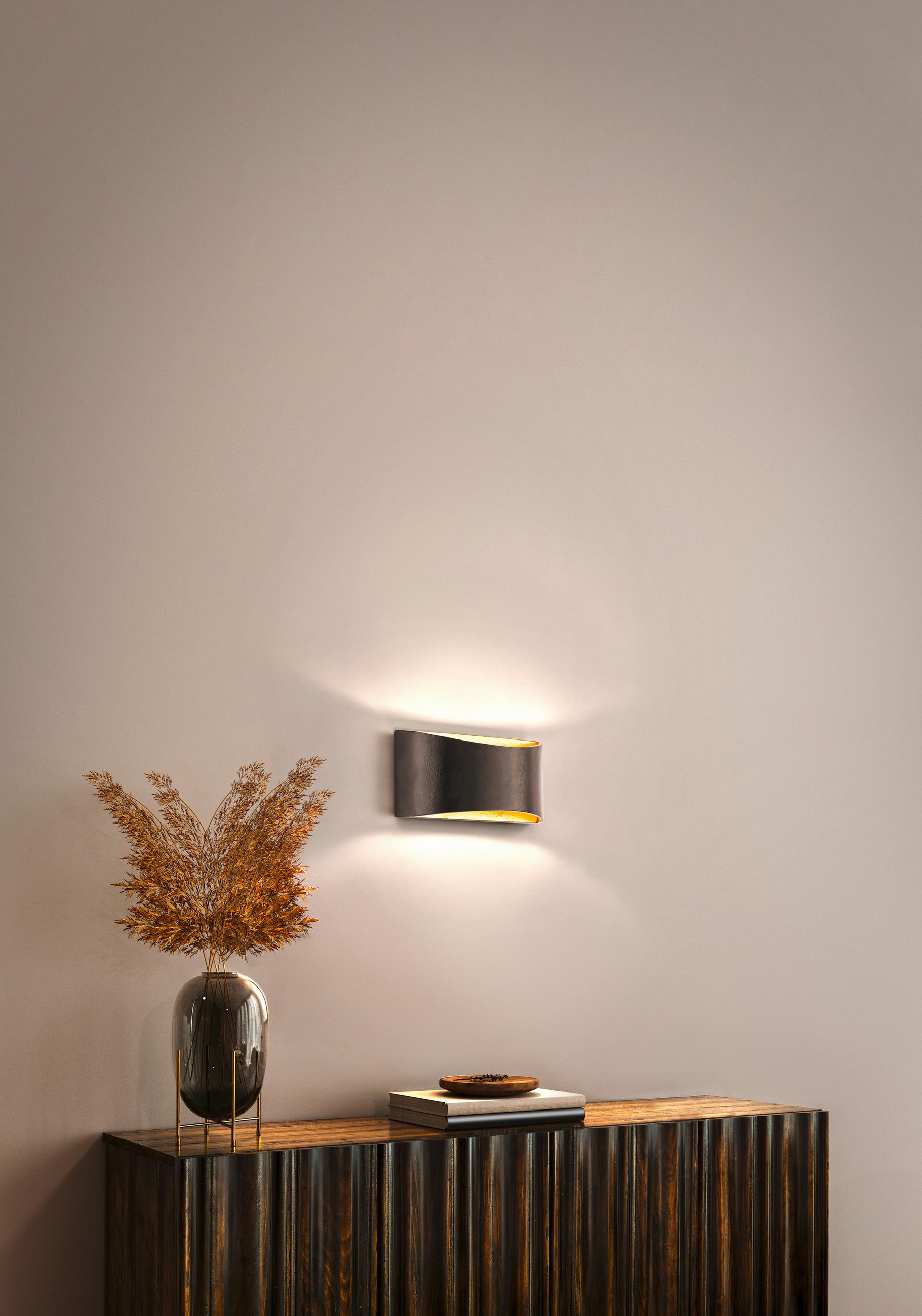 LED-WANDLEUCHTE 30/9,5/14 cm   - Schwarz, Design, Metall (30/9,5/14cm) - Fischer & Honsel
