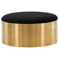 HOCKER Samt Schwarz, Goldfarben  - Goldfarben/Schwarz, Design, Textil/Metall (45/46/45cm) - Livetastic