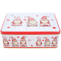 KEKSZESDOBOZ   - piros/fehér, Basics, fém (26,5/18,5/9,4cm) - X-Mas