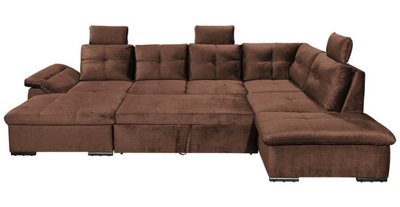 WOHNLANDSCHAFT in Mikrovelours Kupferfarben - Schwarz/Kupferfarben, KONVENTIONELL, Kunststoff/Textil (127/334/217cm) - Carryhome