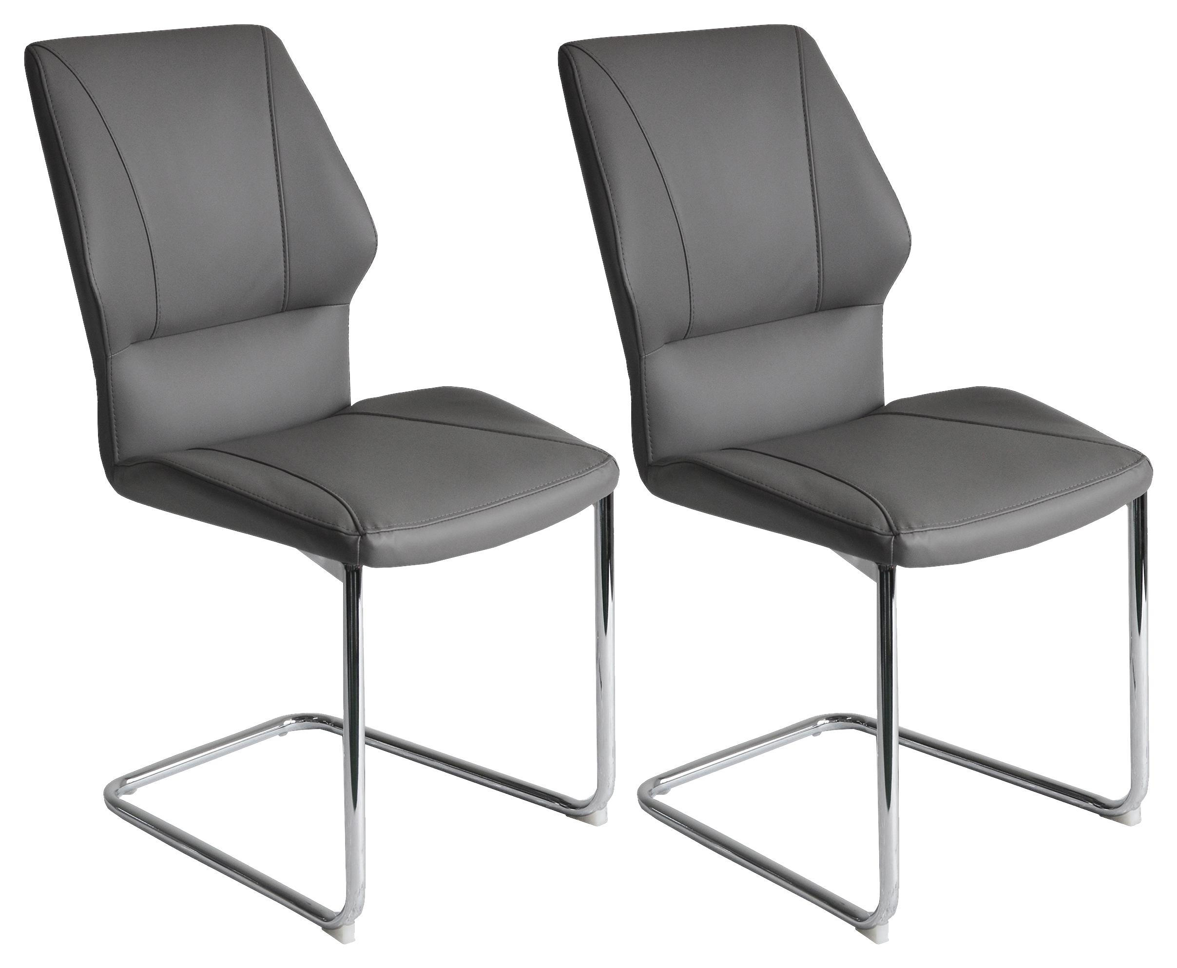 Schwingstuhl-Set in Metall, Textil Grau, Chromfarben