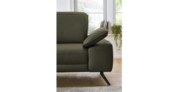 ECKSOFA in Echtleder Grau, Grün 193/332 cm - Schwarz/Grau, Design, Leder/Metall (193/332cm) - Dieter Knoll
