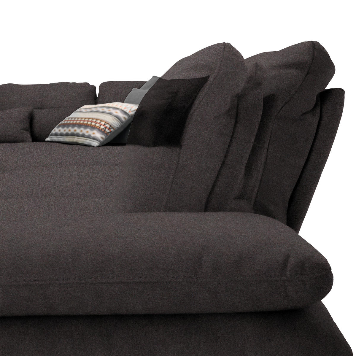 ECKSOFA in Flachgewebe Schwarz  - Schwarz, Design, Textil/Metall (271/344cm) - Chilliano
