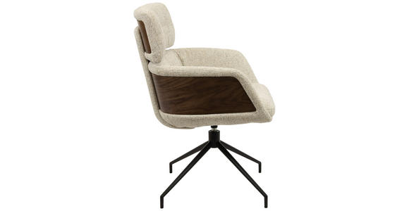 ARMLEHNSTUHL  in Eisen Webstoff  - Beige/Walnussfarben, Design, Holz/Textil (62/92/66cm) - Dieter Knoll