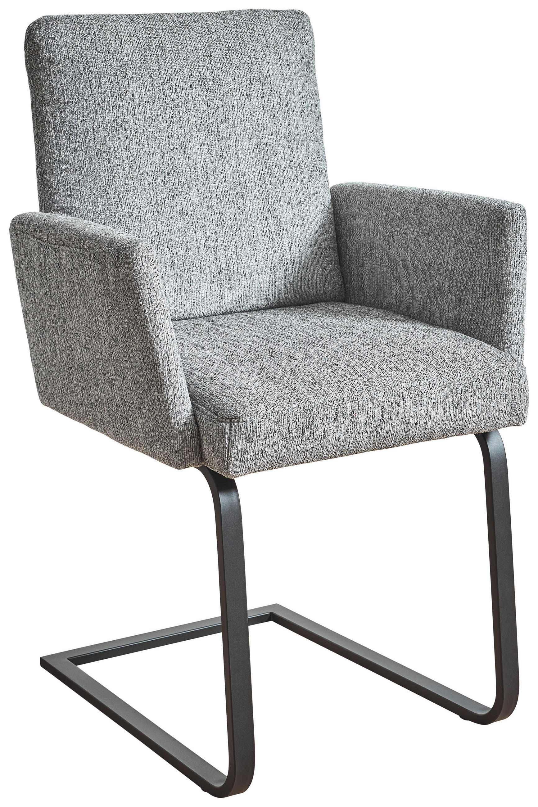 ARMLEHNSTUHL  in Stahl Chenille  - Hellgrau/Schwarz, Design, Textil/Metall (56/92/60cm) - Dieter Knoll