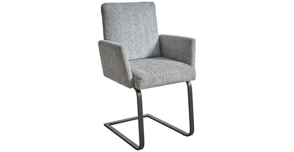 ARMLEHNSTUHL in Stahl Chenille - Hellgrau/Schwarz, Design, Textil/Metall (56/92/60cm) - Dieter Knoll