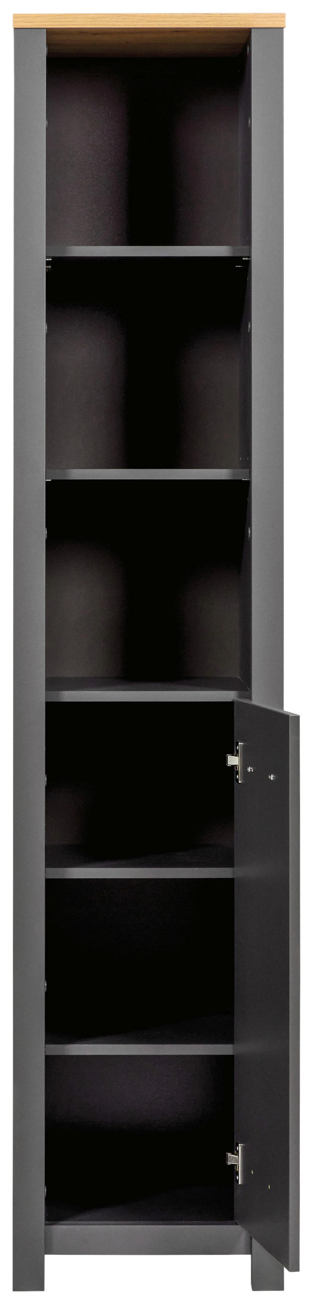 HOCHSCHRANK 42/197/40 cm  - Anthrazit/Schwarz, Natur, Holzwerkstoff/Metall (42/197/40cm) - home24