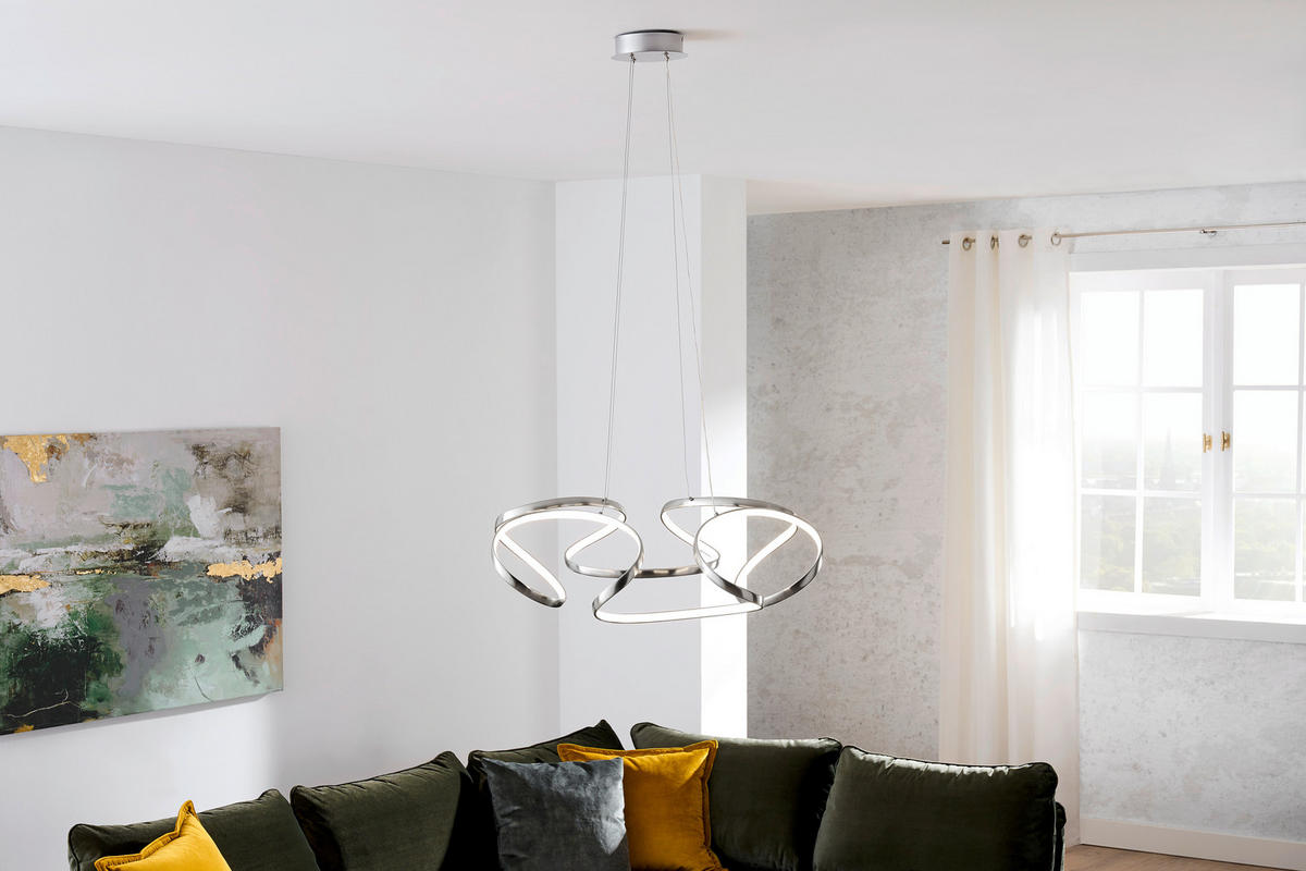LED-HÄNGELEUCHTE 70/120 cm  - Silberfarben/Alufarben, Design, Kunststoff/Metall (70/120cm) - Ambiente