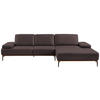 ECKSOFA in Echtleder Dunkelbraun  - Dunkelbraun/Bronzefarben, Design, Leder/Holz (314/176cm) - Valnatura