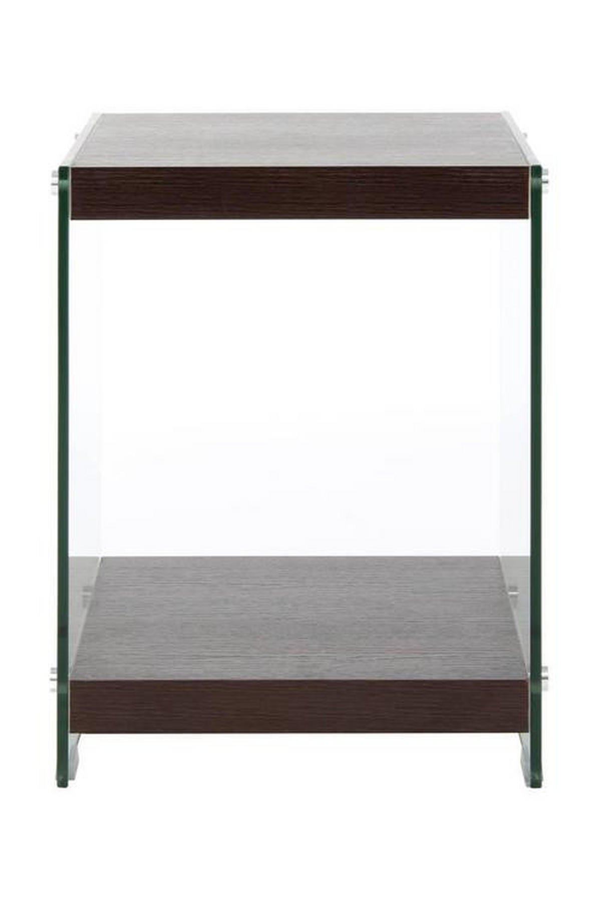 BEISTELLTISCH in Glas, Holzwerkstoff 35/35/45 cm  - Klar/Dunkelbraun, Basics, Glas/Holzwerkstoff (35/35/45cm) - Kayoom