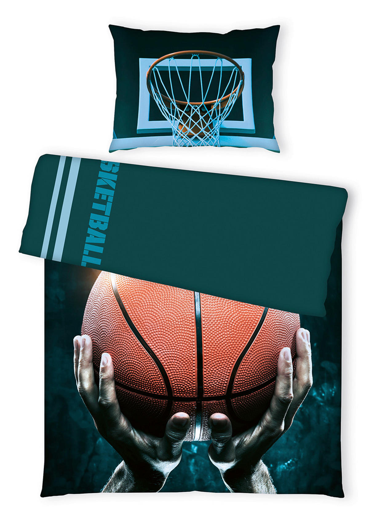 POSTELJINA ZA MLADE 140/200 cm  BASKETBALL  - narančasta/crna, Basics, tekstil (140/200cm)