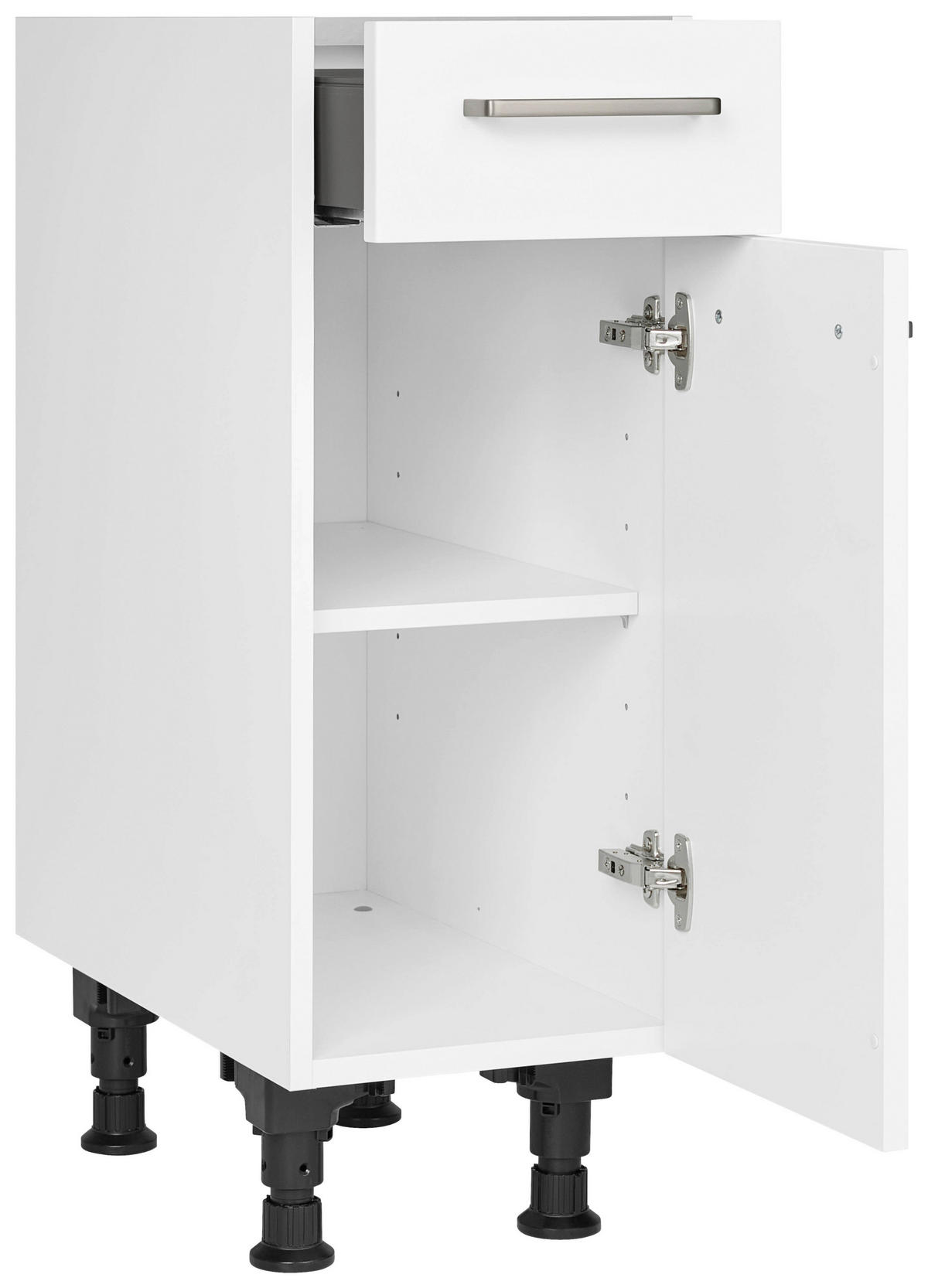 SCHUBKASTENUNTERSCHRANK 30/87/56 cm  in Weiß  - Edelstahlfarben/Weiß, MODERN, Holzwerkstoff/Metall (30/87/56cm) - Nobilia