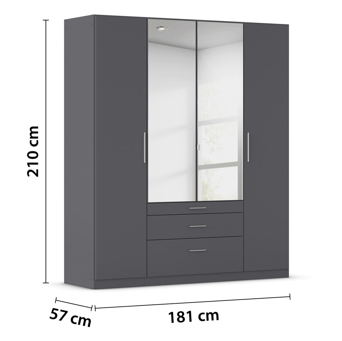 DREHTÜRENSCHRANK 181/210/54 cm,  in Grau, 4-türig  - Alufarben/Grau, KONVENTIONELL, Glas/Holzwerkstoff (181/210/54cm) - home24