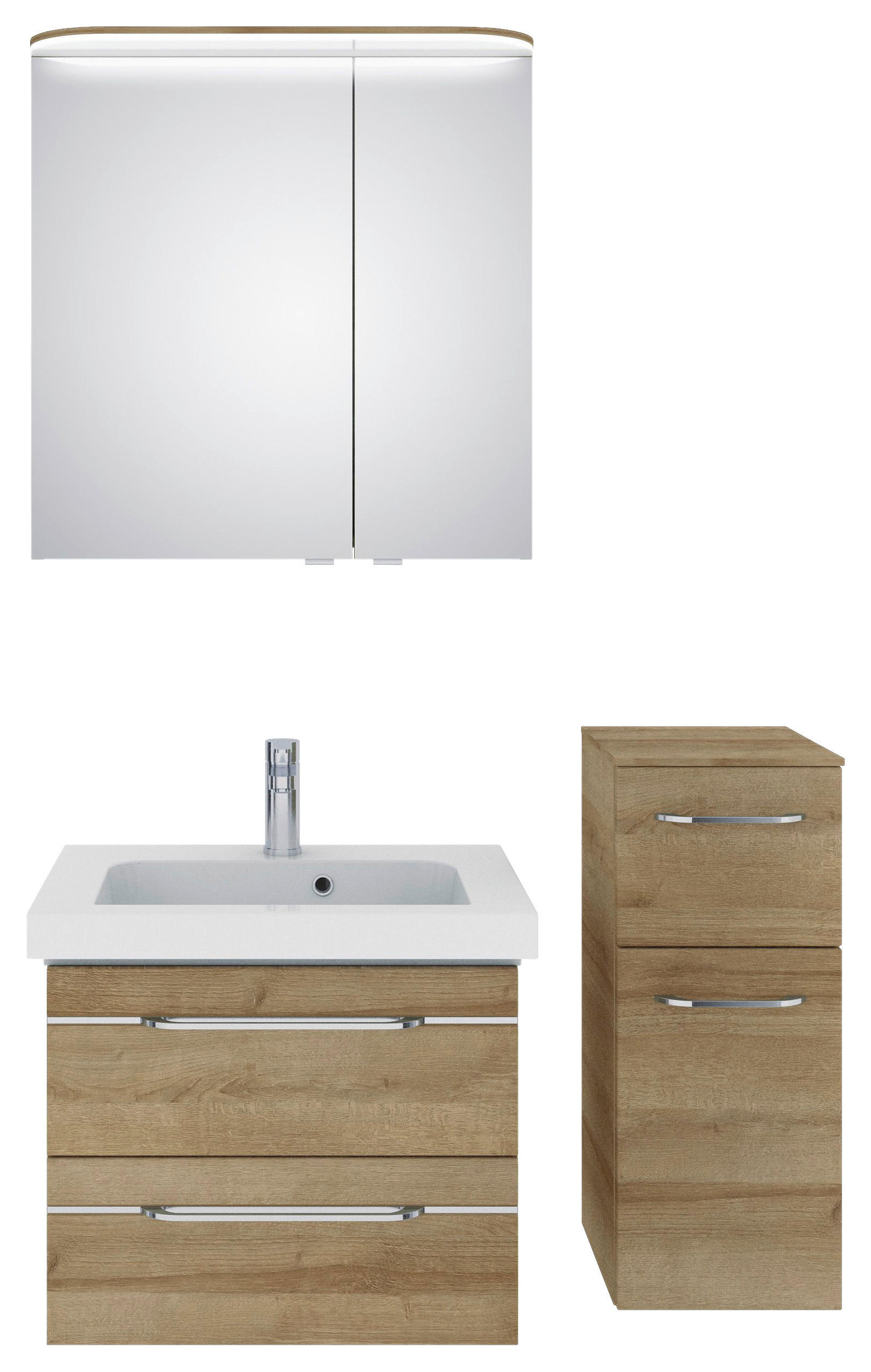 BADEZIMMER 4-teilig in 100 cm - Chromfarben/Eichefarben, KONVENTIONELL, Glas/Holzwerkstoff (100cm) - Pelipal