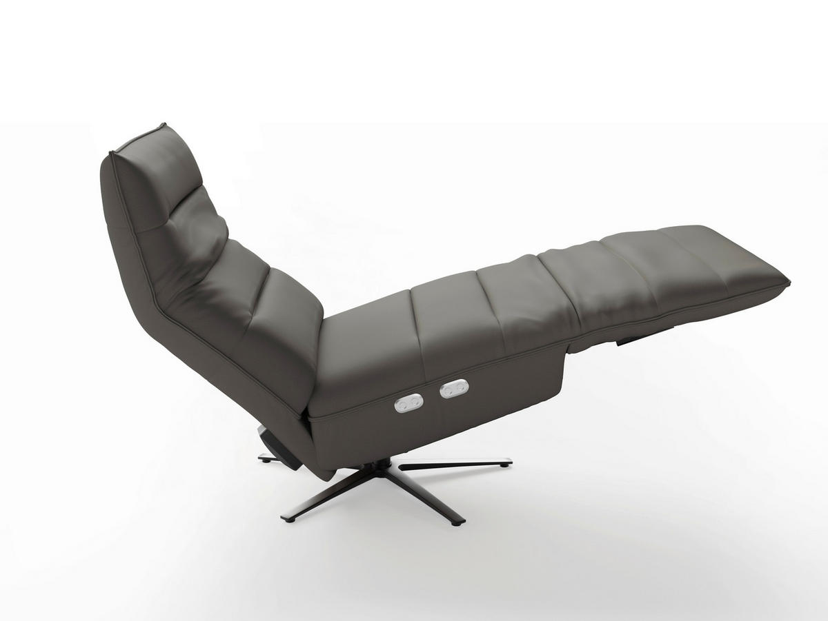 RELAXSESSEL in Leder Anthrazit  - Anthrazit/Schwarz, Basics, Leder/Metall (80/109/98cm) - Sit & More