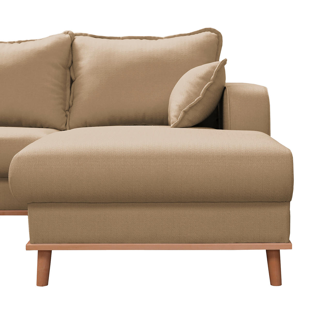 WOHNLANDSCHAFT Sandfarben Textilgeflecht  - Sandfarben/Wengefarben, Design, Holz/Textil (167/296/170cm) - Livetastic