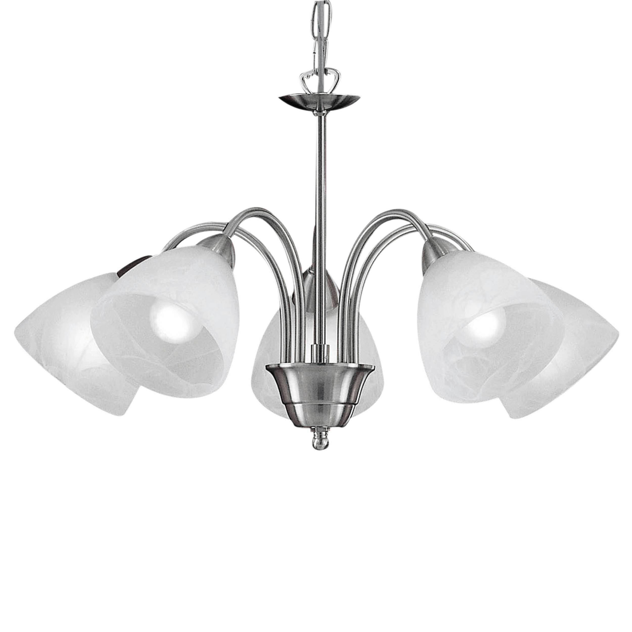 HÄNGELEUCHTE 52/110 cm  - Alabasterfarben/Nickelfarben, KONVENTIONELL, Glas/Metall (52/110cm) - Eglo