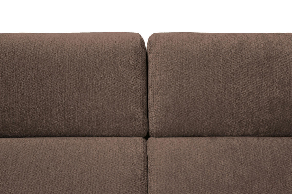 ECKSOFA Dunkelbraun Chenille Bettkasten, Schlaffunktion, Rücken echt, Kopfteilverstellung, Liegefläche im Originalstoff  - Dunkelbraun/Schwarz, KONVENTIONELL, Textil/Metall (265/206cm) - Carryhome
