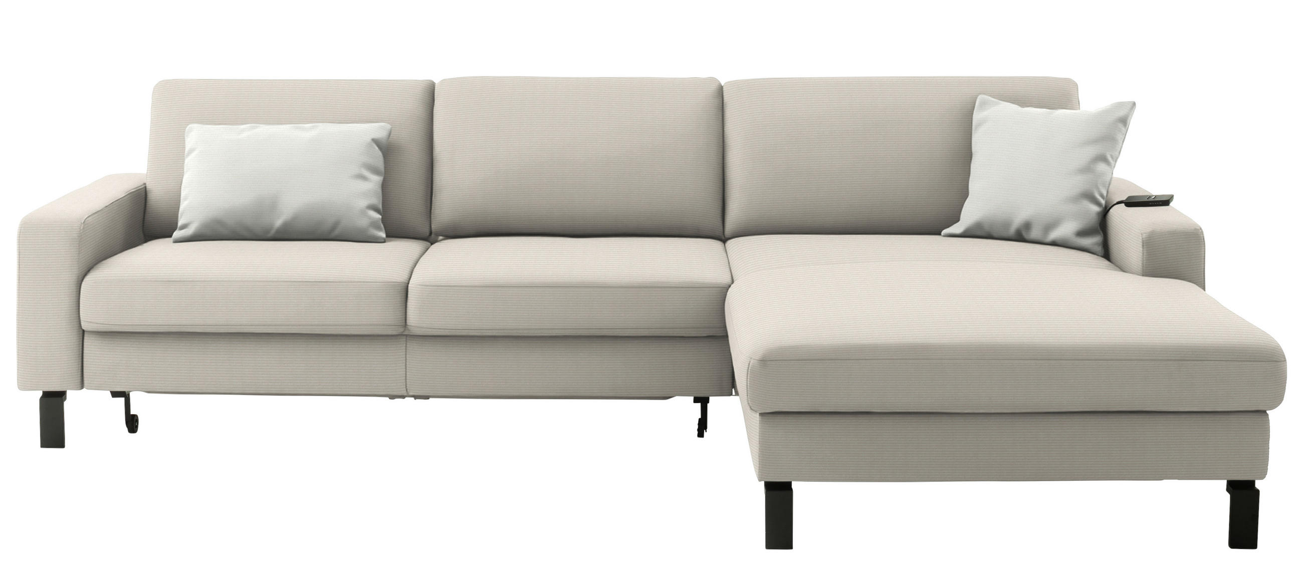 ECKSOFA Cord Naturfarben  - Schwarz/Naturfarben, Design, Textil/Metall (298/185cm) - Pure Home Lifestyle