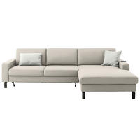 ECKSOFA Cord Naturfarben  - Schwarz/Naturfarben, Design, Textil/Metall (298/185cm) - Pure Home Lifestyle