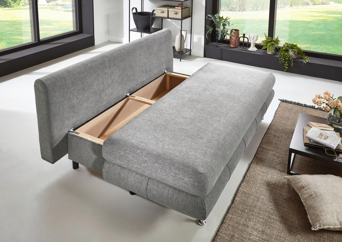 SCHLAFSOFA Webstoff Grau  - Taupe/Edelstahlfarben, KONVENTIONELL, Kunststoff/Textil (190/93/92cm) - Carryhome