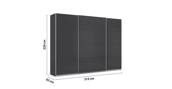 SCHWEBETÜRENSCHRANK  in Grau  - Alufarben/Grau, KONVENTIONELL, Holzwerkstoff/Metall (315/229/62cm) - Xora