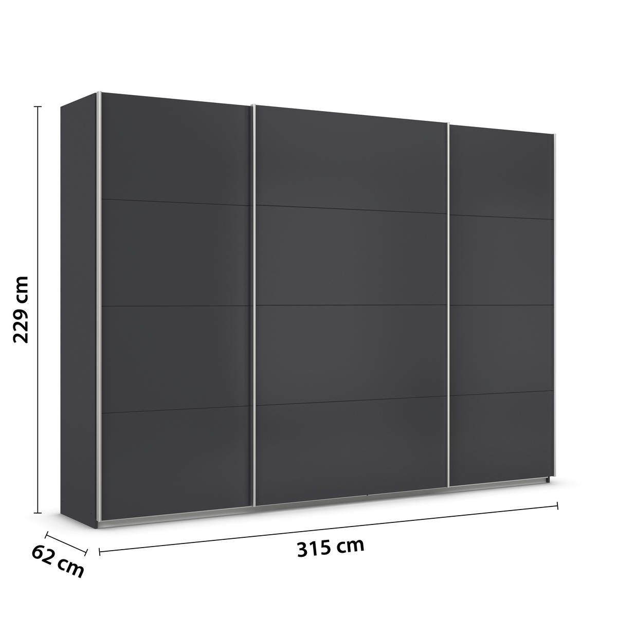 SCHWEBETÜRENSCHRANK in Grau  - Alufarben/Grau, Konventionell, Holzwerkstoff/Metall (315/229/62cm) - Xora