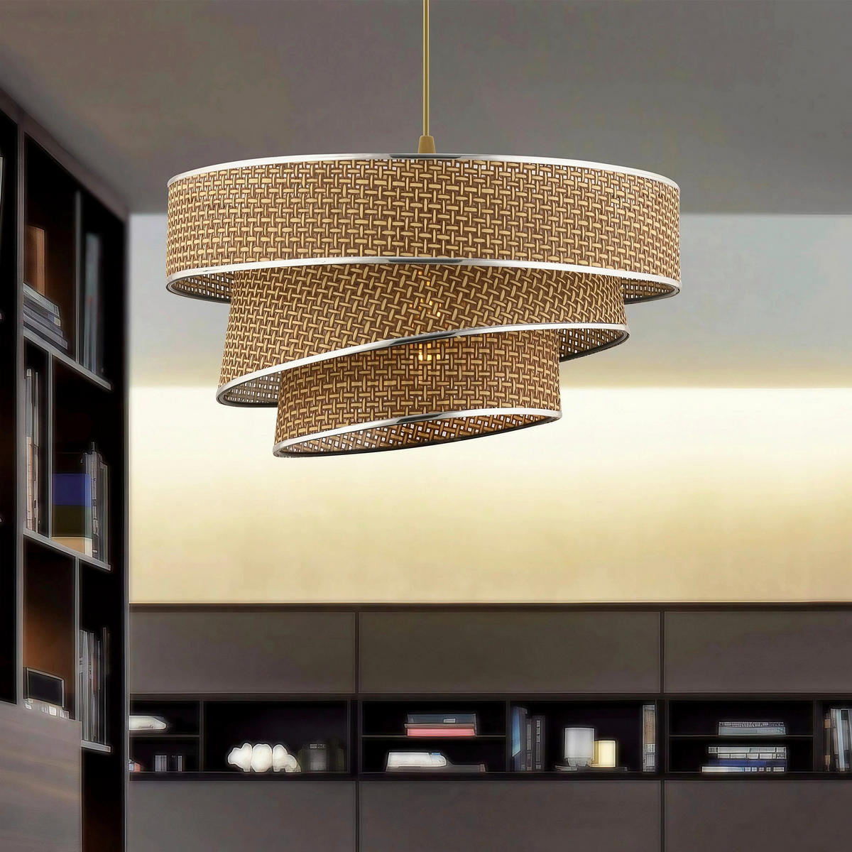 HÄNGELEUCHTE 40/72 cm   - Beige/Silberfarben, Design, Textil/Metall (40/72cm) - P & B