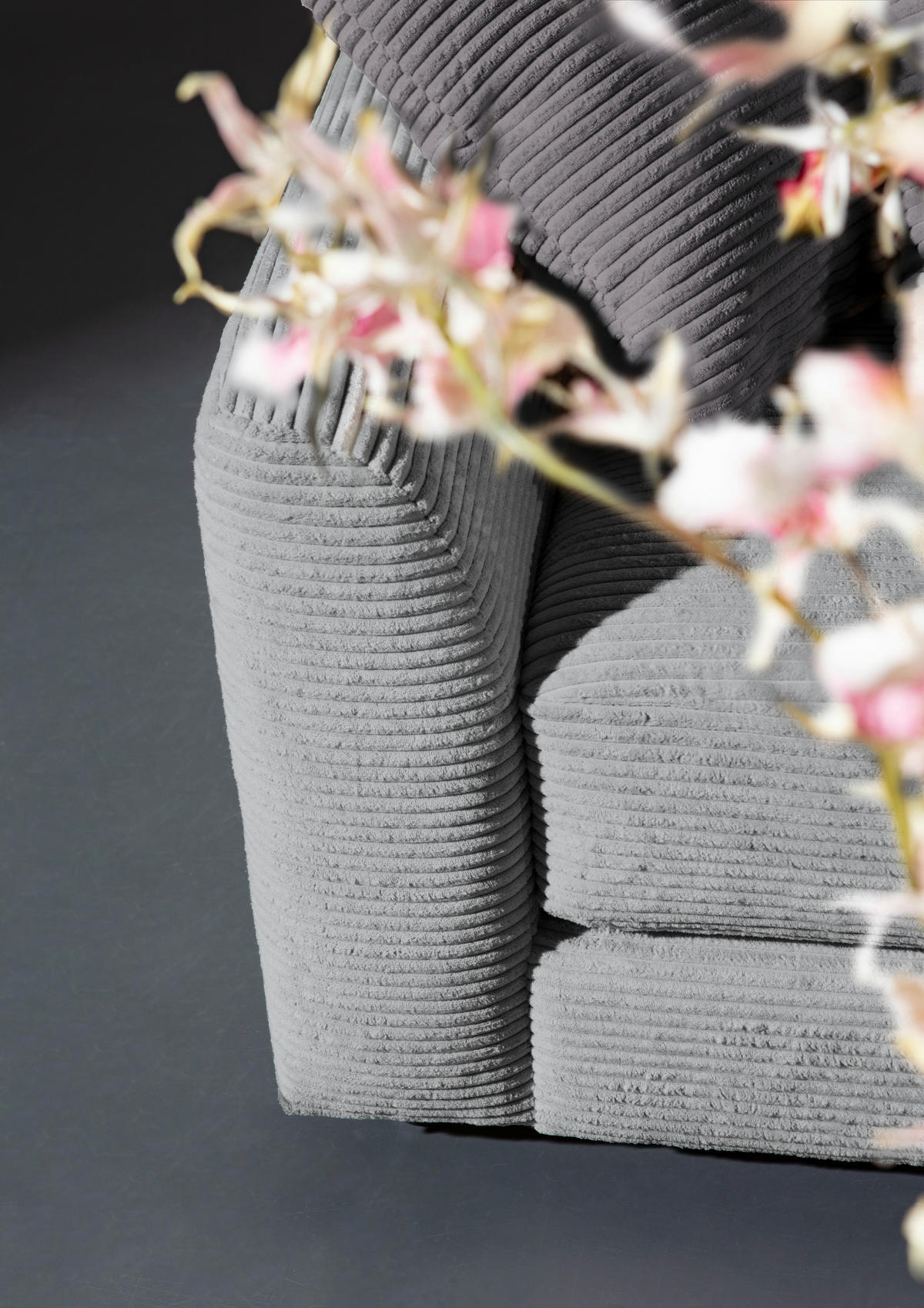 ECKSOFA in Cord Hellgrau  - Dunkelgrau/Hellgrau, Design, Kunststoff/Textil (240/175cm) - Landscape