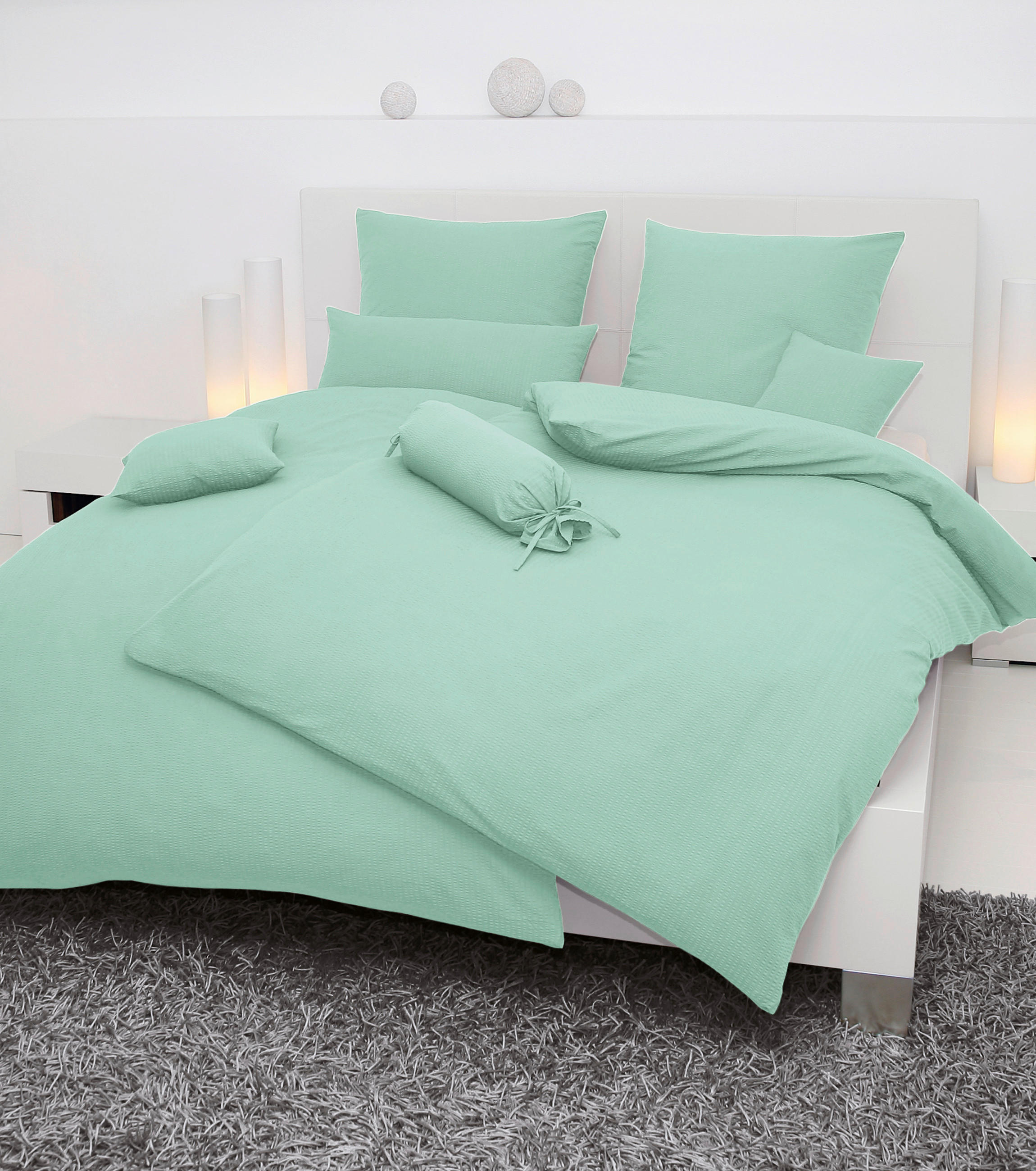 BETTWÄSCHE Seersucker 135/200 cm  - Hellgrün, Basics, Textil (135/200cm) - Janine