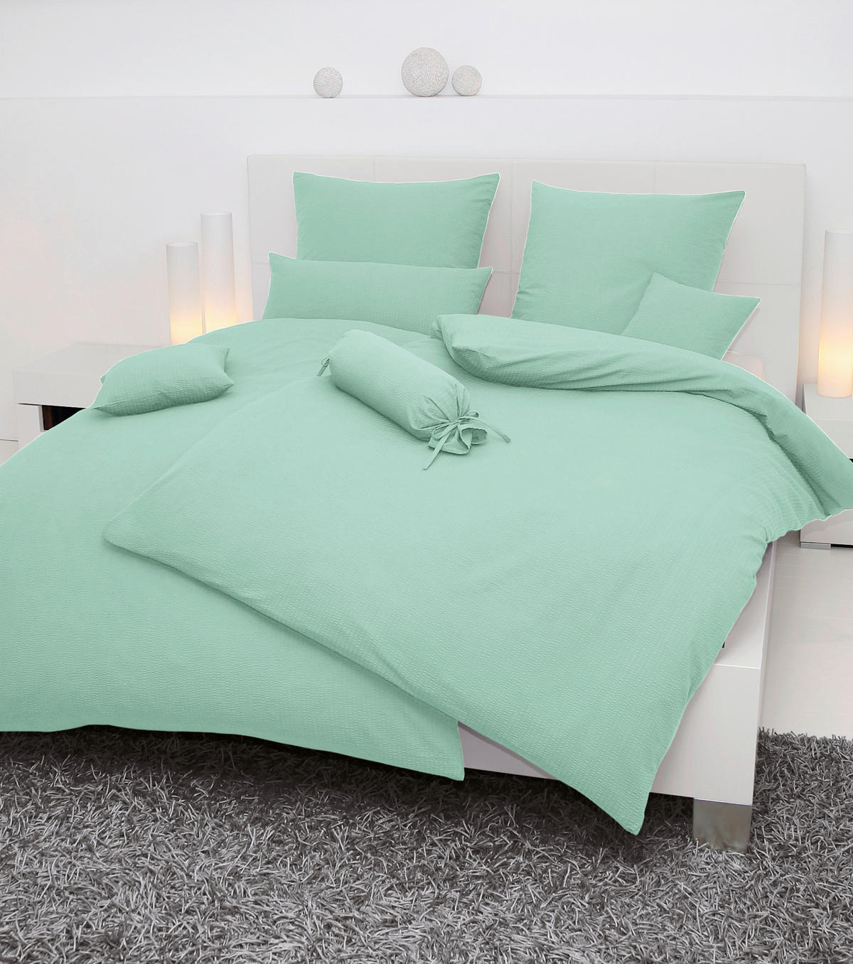 BETTWÄSCHE Seersucker 155/200 cm  - Hellgrün, Basics, Textil (155/200cm) - Janine