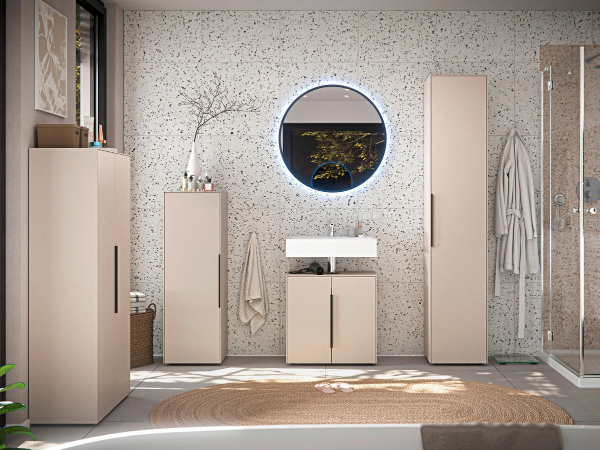 WASCHBECKENUNTERSCHRANK 60/60/33 cm  - Kaschmir/Schwarz, Design, Holzwerkstoff/Kunststoff (60/60/33cm) - home24