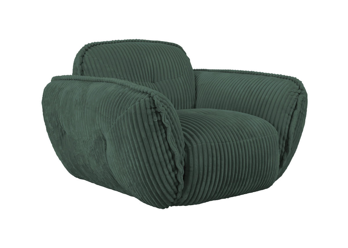 SESSEL in Cord Dunkelgrün  - Dunkelgrün/Schwarz, MODERN, Kunststoff/Textil (123/87/120cm) - Trendmanufaktur