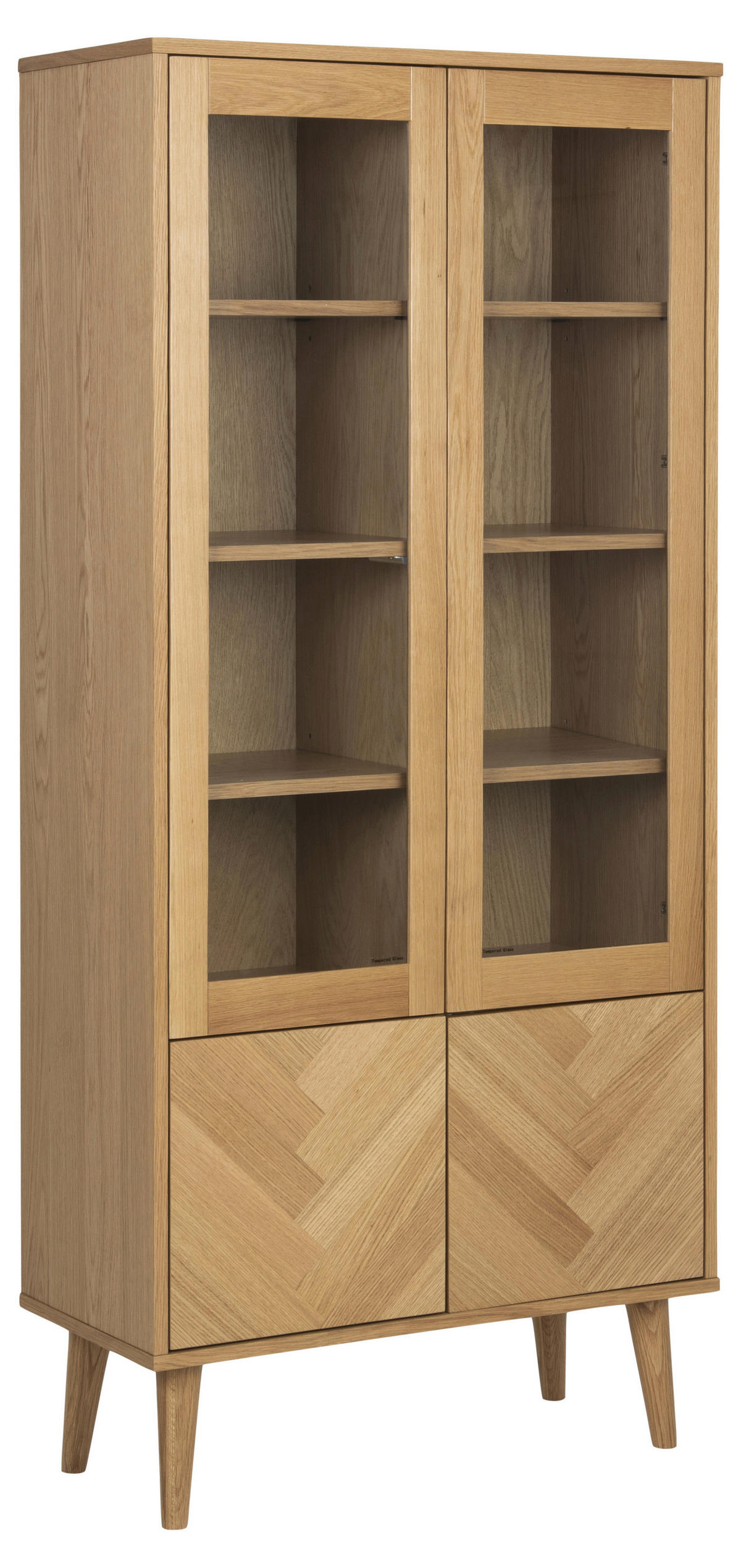 VITRINA, furnirano prozorno, barve hrasta - barve hrasta/prozorno, Konvencionalno, steklo/leseni material (80/178/37cm) - MID.YOU