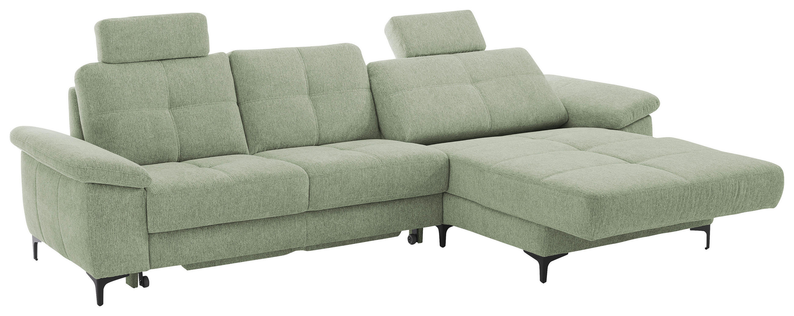 SJEDEĆA GARNITURA tekstil, drvni materijal  zelena   - zelena/boje kroma, Konvencionalno, drvni materijal/tekstil (296/87/162cm) - Pure Home Comfort