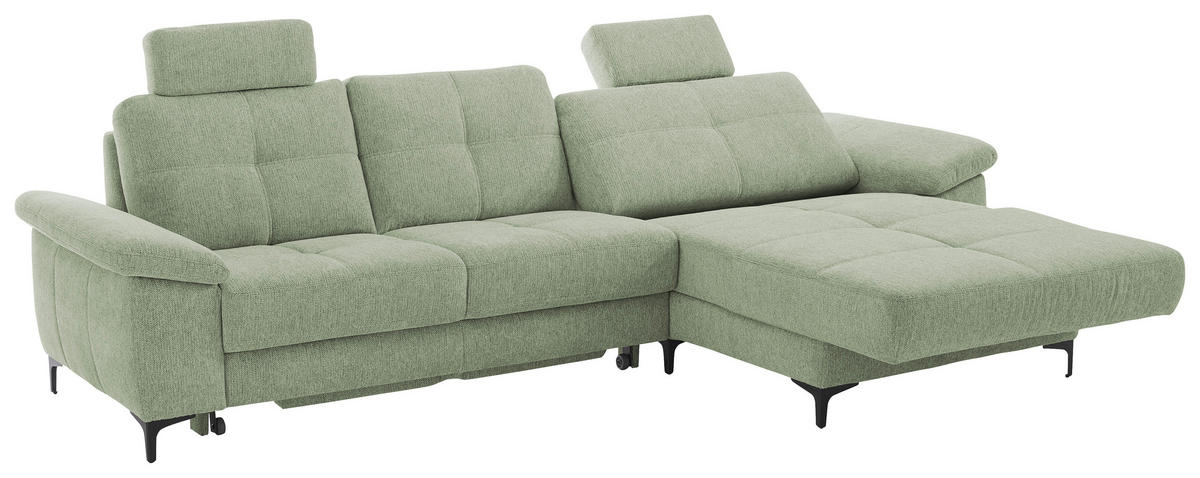 SJEDEĆA GARNITURA drvni materijal, tekstil  zelena   - zelena/boje kroma, Konvencionalno, drvni materijal/tekstil (296/87/162cm) - Pure Home Comfort