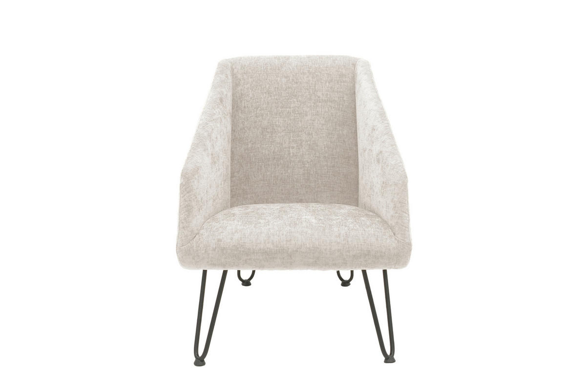 SESSEL in Chenille Creme  - Creme/Schwarz, Basics, Textil/Metall (60/71/83cm) - Livetastic