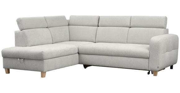 ECKSOFA inkl. Funktionen Grau Samt - Grau, Design, Holz/Textil (206/261cm) - Venda