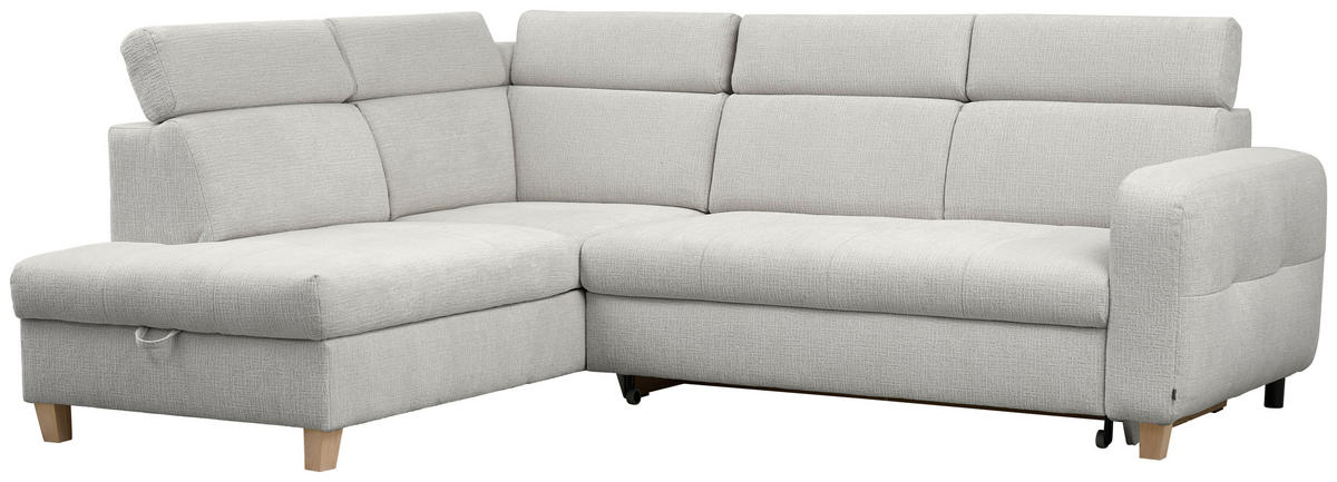 ECKSOFA inkl. Funktionen Grau Samt  - Grau, Design, Holz/Textil (206/261cm) - Venda