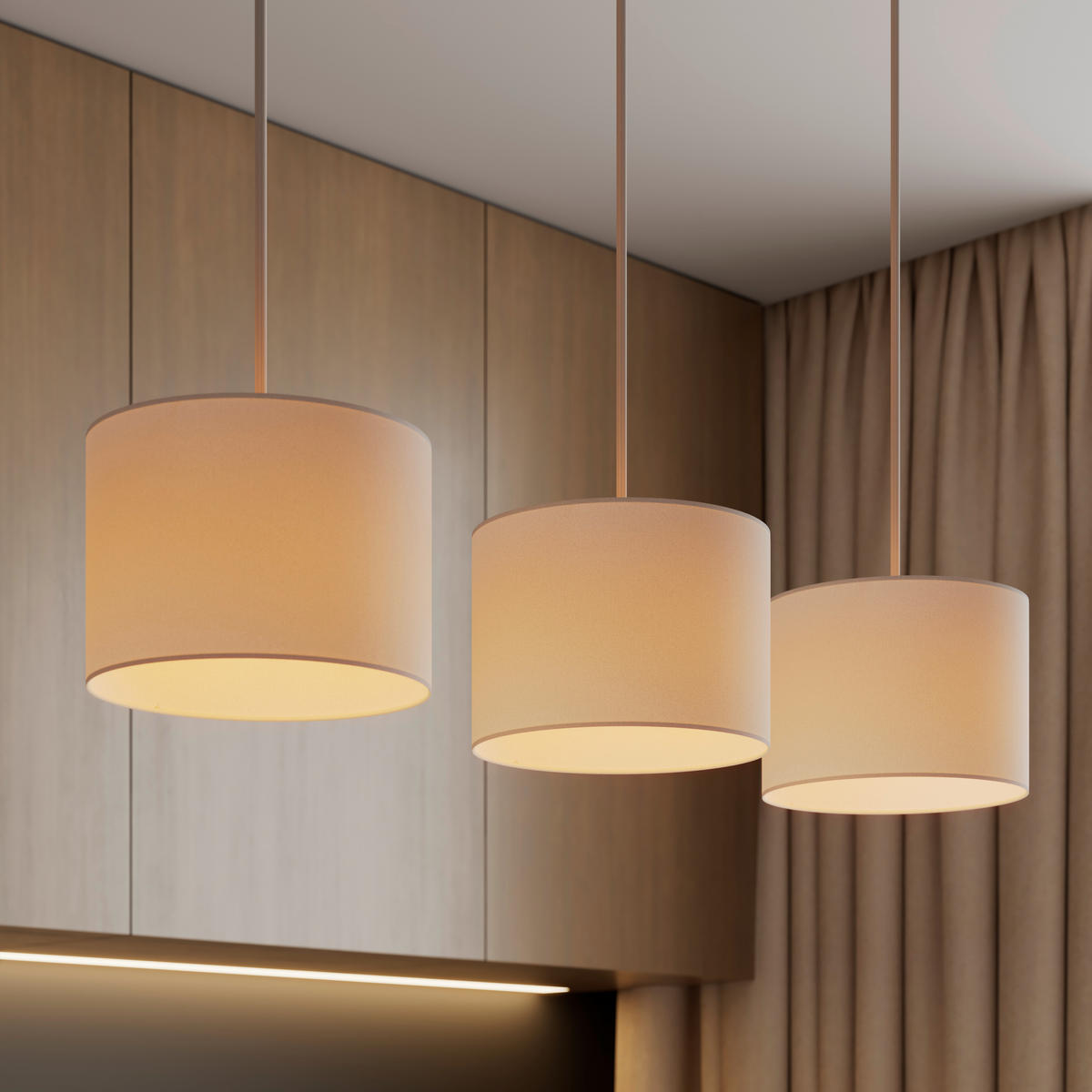 HÄNGELEUCHTE Sofia 100/25/150 cm  - Eschefarben/Weiß, Natur, Holz/Textil (100/25/150cm) - Marama