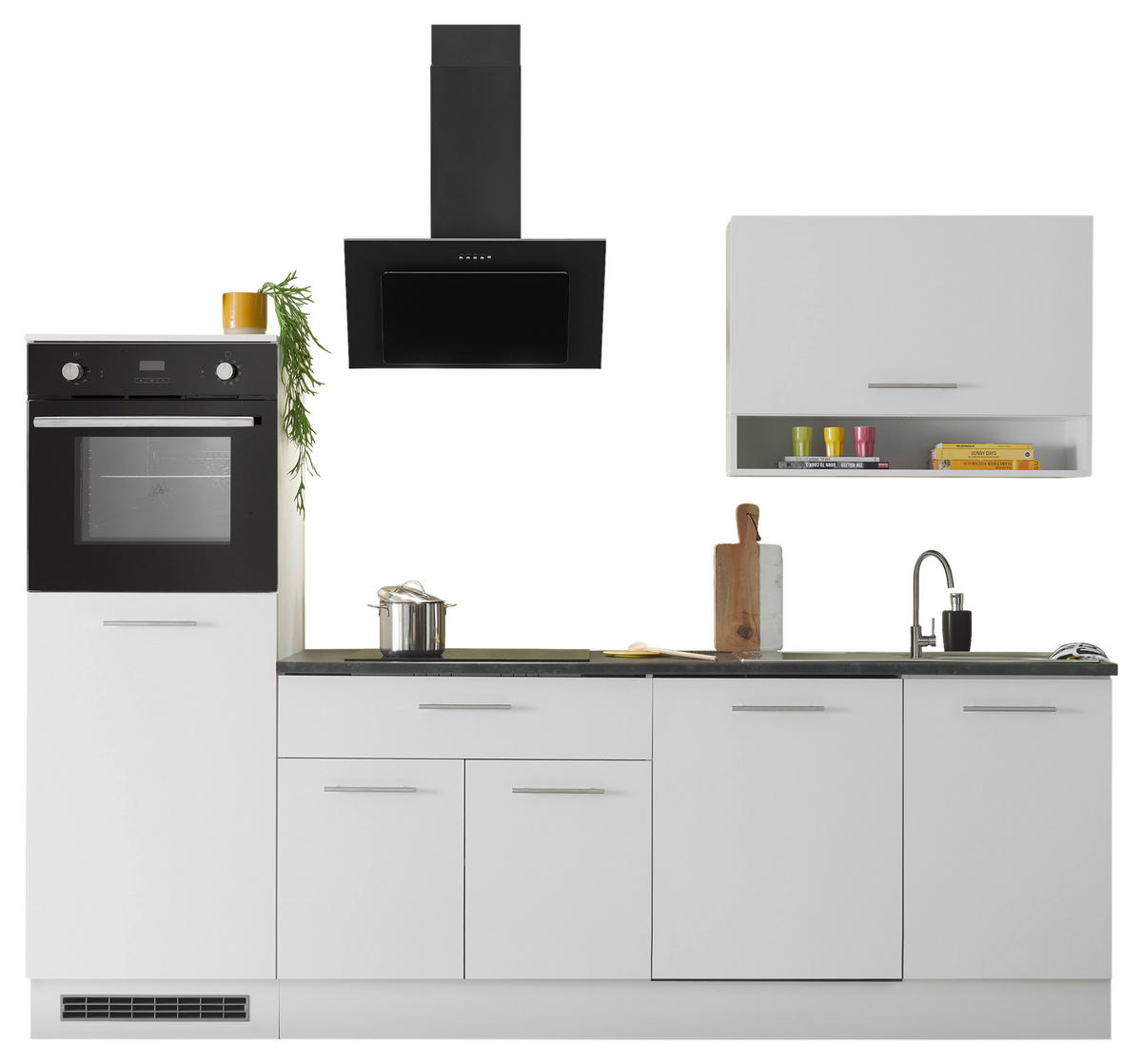 KÜCHENBLOCK 260 cm   in Weiß  - Anthrazit/Silberfarben, Basics, Holzwerkstoff/Metall (260cm) - MID.YOU