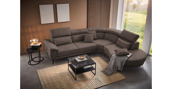 ECKSOFA in Velours Braun  - Schwarz/Braun, Design, Textil/Metall (299/264cm) - Novel